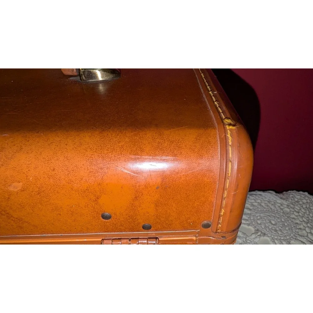 Vintage Samsonite Case Mirror & Tray Hard Side Suitcase Brown Luggage‎ No Key